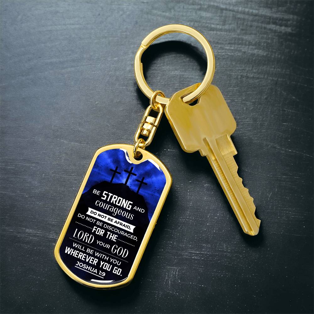 God is With You Dog Tag Key Chain - Engraved