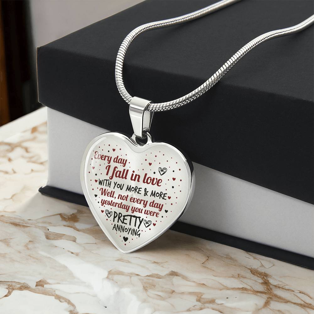 Every Day I Fall in Love - Engraved Necklace - Funny