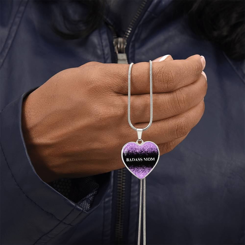 Badass Mom Heart Pendant Necklace