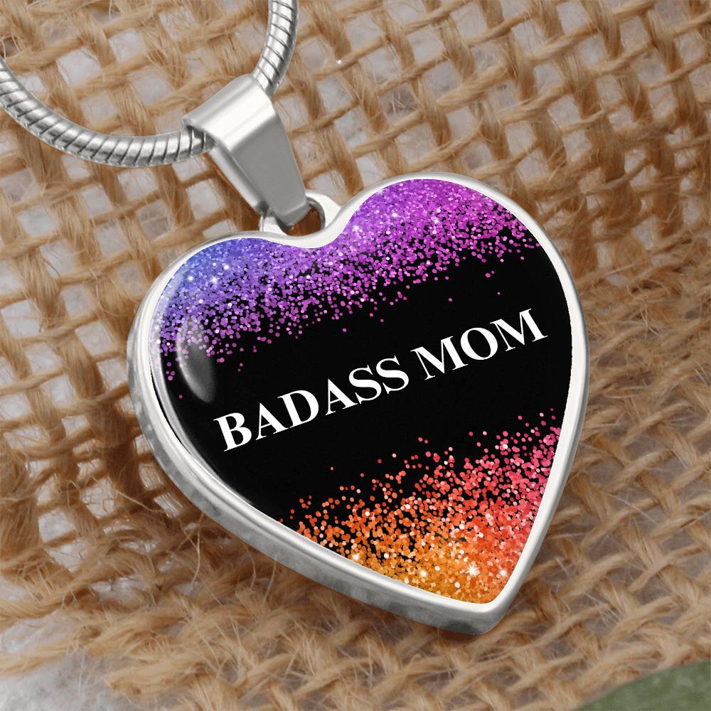 Badass Mom Heart Pendant Necklace