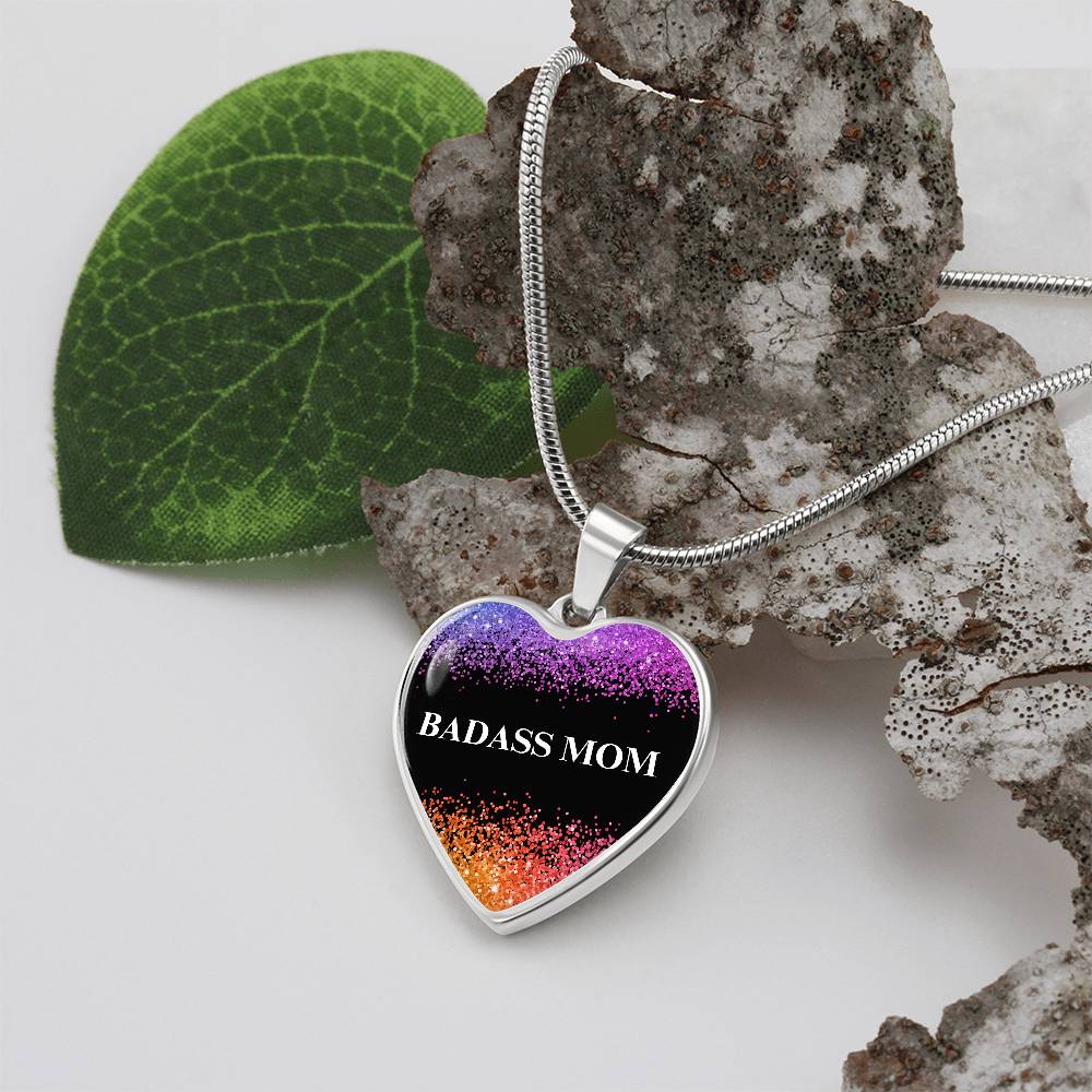 Badass Mom Heart Pendant Necklace