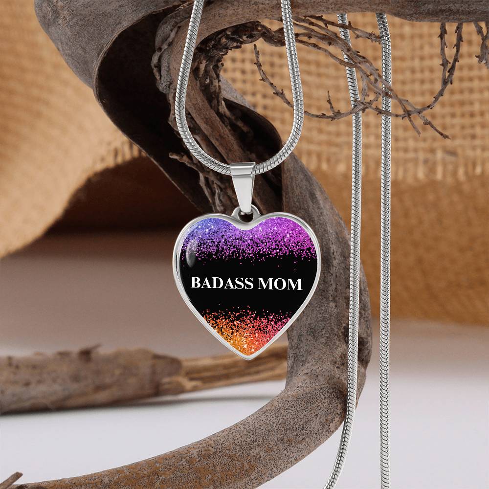 Badass Mom Heart Pendant Necklace