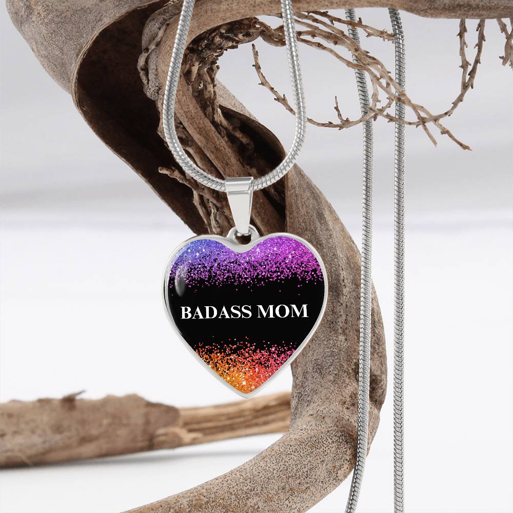 Badass Mom Heart Pendant Necklace