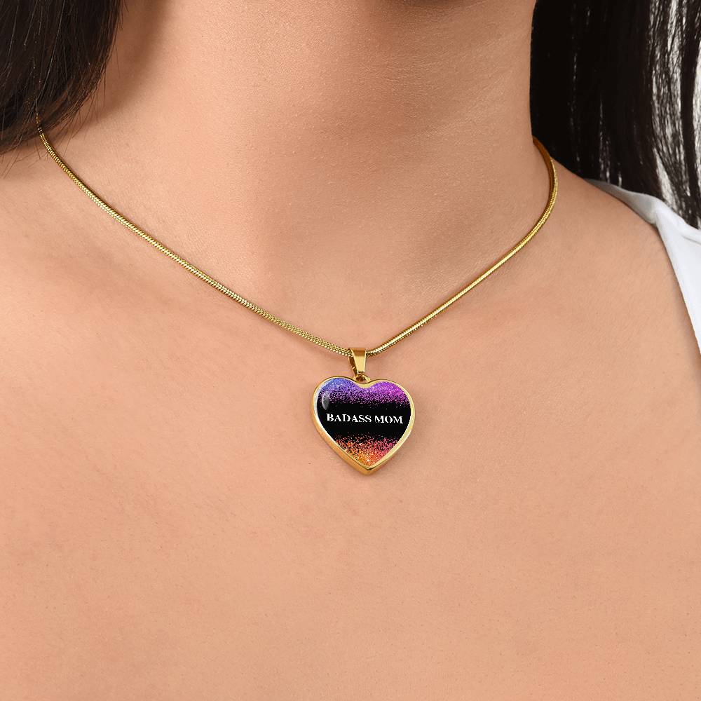 Badass Mom Heart Pendant Necklace