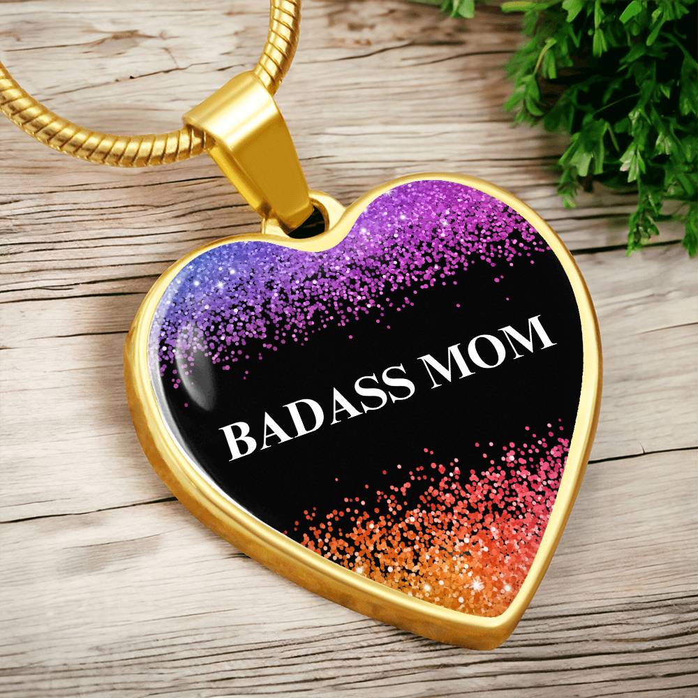 Badass Mom Heart Pendant Necklace