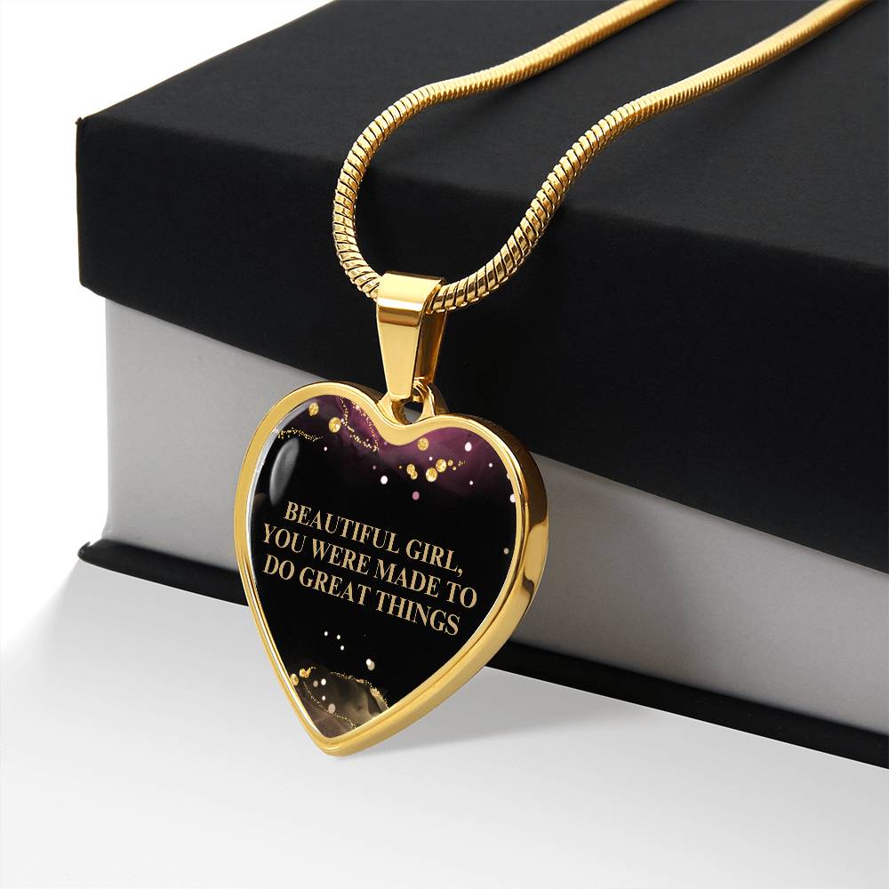 Beautiful Girl Engraved Heart Pendant Necklace