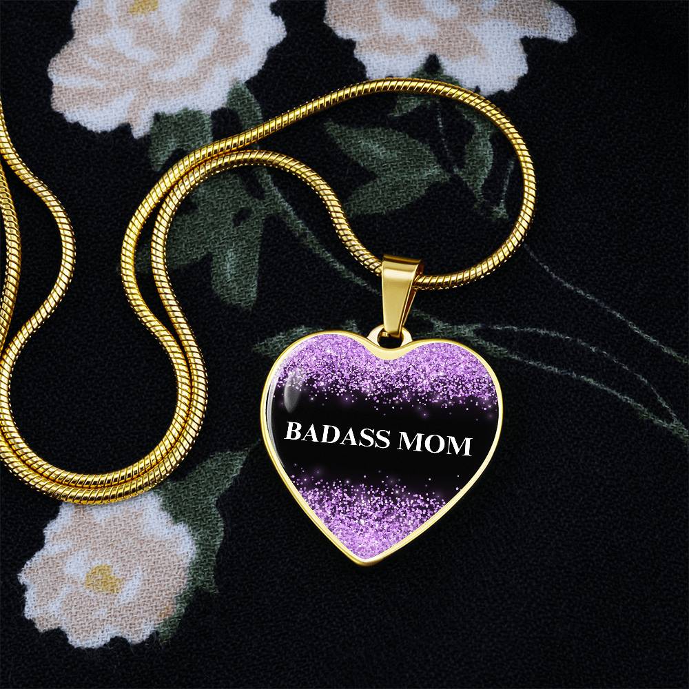 Badass Mom Heart Pendant Necklace