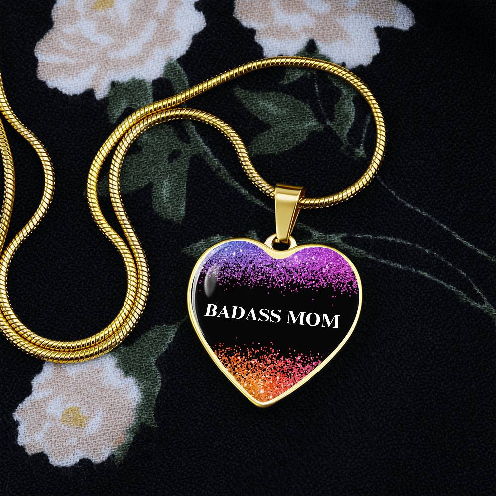 Badass Mom Heart Pendant Necklace