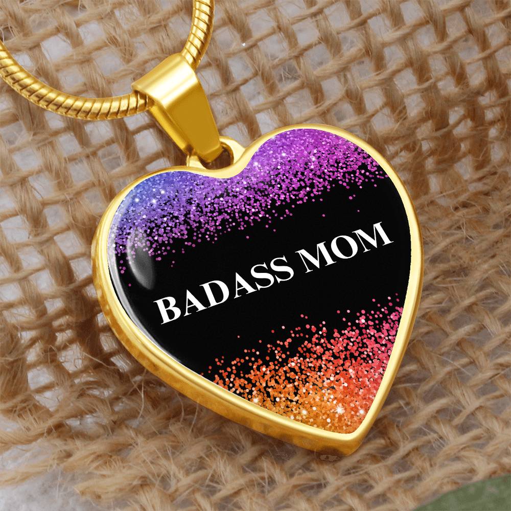 Badass Mom Heart Pendant Necklace