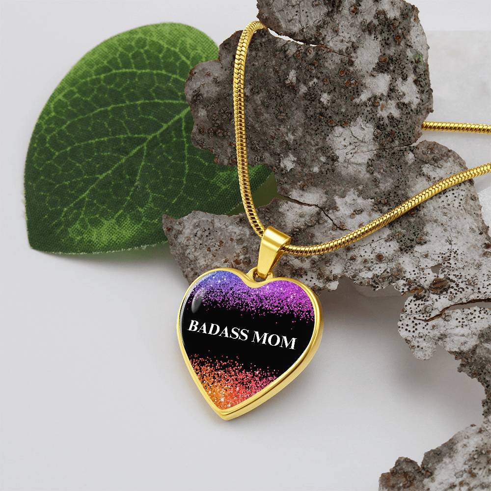 Badass Mom Heart Pendant Necklace