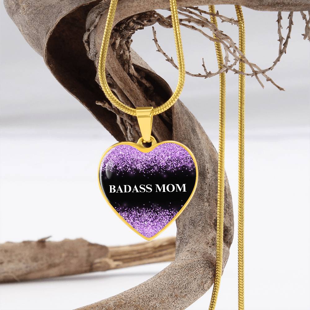 Badass Mom Heart Pendant Necklace