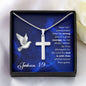 Personalized Cross Necklace - God is With You - Joshua 1 9