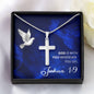 Engraved Cross Necklace - Joshua 1 9 - God is With You