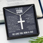 To Our Son From Mom and Dad Engraved Cross Necklace