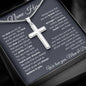 Personalized To Our Son Cross Necklace - Engrave on Back - Custom Name on Message Card