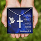 Personalized Cross Necklace - God is With You - Joshua 1 9