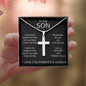 To My Son Engraved Cross Necklace - Proud and Blessed
