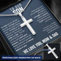 To Our Son From Mom and Dad Engraved Cross Necklace