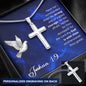 Personalized Cross Necklace - God is With You - Joshua 1 9
