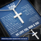 To Our Son From Mom and Dad Engraved Cross Necklace