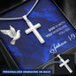 Personalized Cross Necklace - God is With You - Joshua 1 9