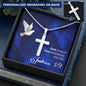 Engraved Cross Necklace - Joshua 1 9 - God is With You