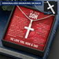 To Our Son From Mom and Dad Engraved Cross Necklace