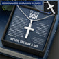 To Our Son From Mom and Dad Engraved Cross Necklace