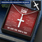 To Our Son From Mom and Dad Engraved Cross Necklace