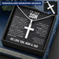 To Our Son From Mom and Dad Engraved Cross Necklace