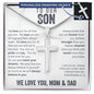 To Our Son From Mom and Dad Engraved Cross Necklace