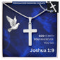 Engraved Cross Nedcklace - Joshua 1 9 - God is With You