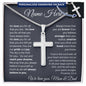 To My Son Engraved Cross Necklace - Custom Message Card