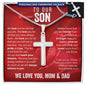 To Our Son From Mom and Dad Engraved Cross Necklace