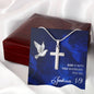 Engraved Cross Necklace - Joshua 1 9 - God is With You