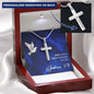 Engraved Cross Necklace - Joshua 1 9 - God is With You