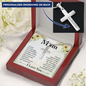 To My Mom Cross Necklace - Engraved