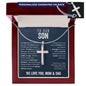 To Our Son From Mom and Dad Engraved Cross Necklace