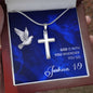 Engraved Cross Necklace - Joshua 1 9 - God is With You
