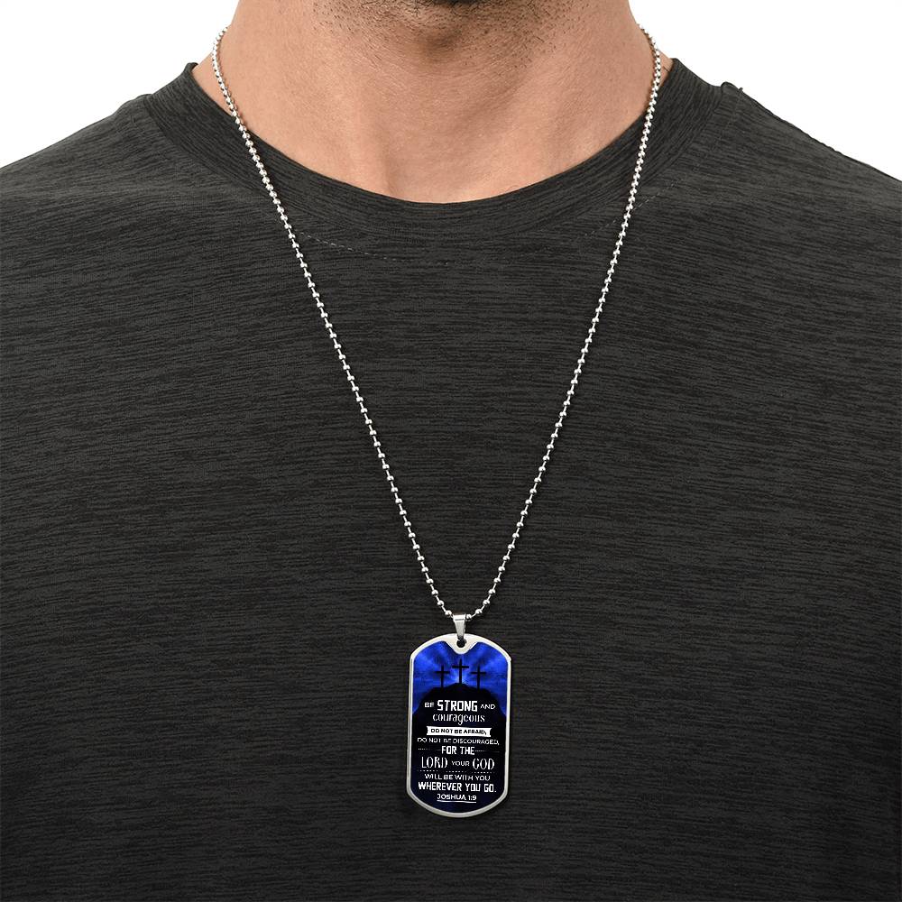 God is With You Dog Tag Necklace - Engraved