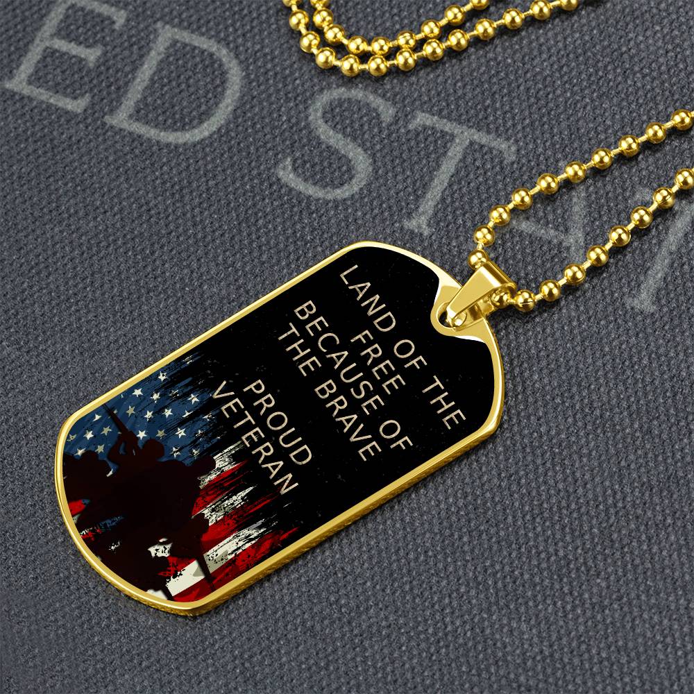 Land of the Free Because of the Brave - Dog Tag Necklace - Engraved - US Limited Edition