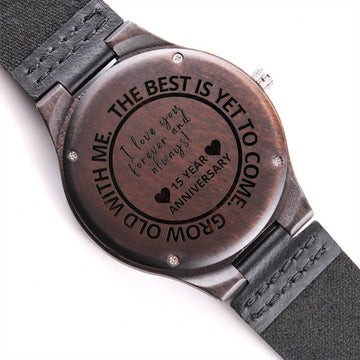 15 Year Anniversary Gifts for Husband | Engraved Wooden Watch