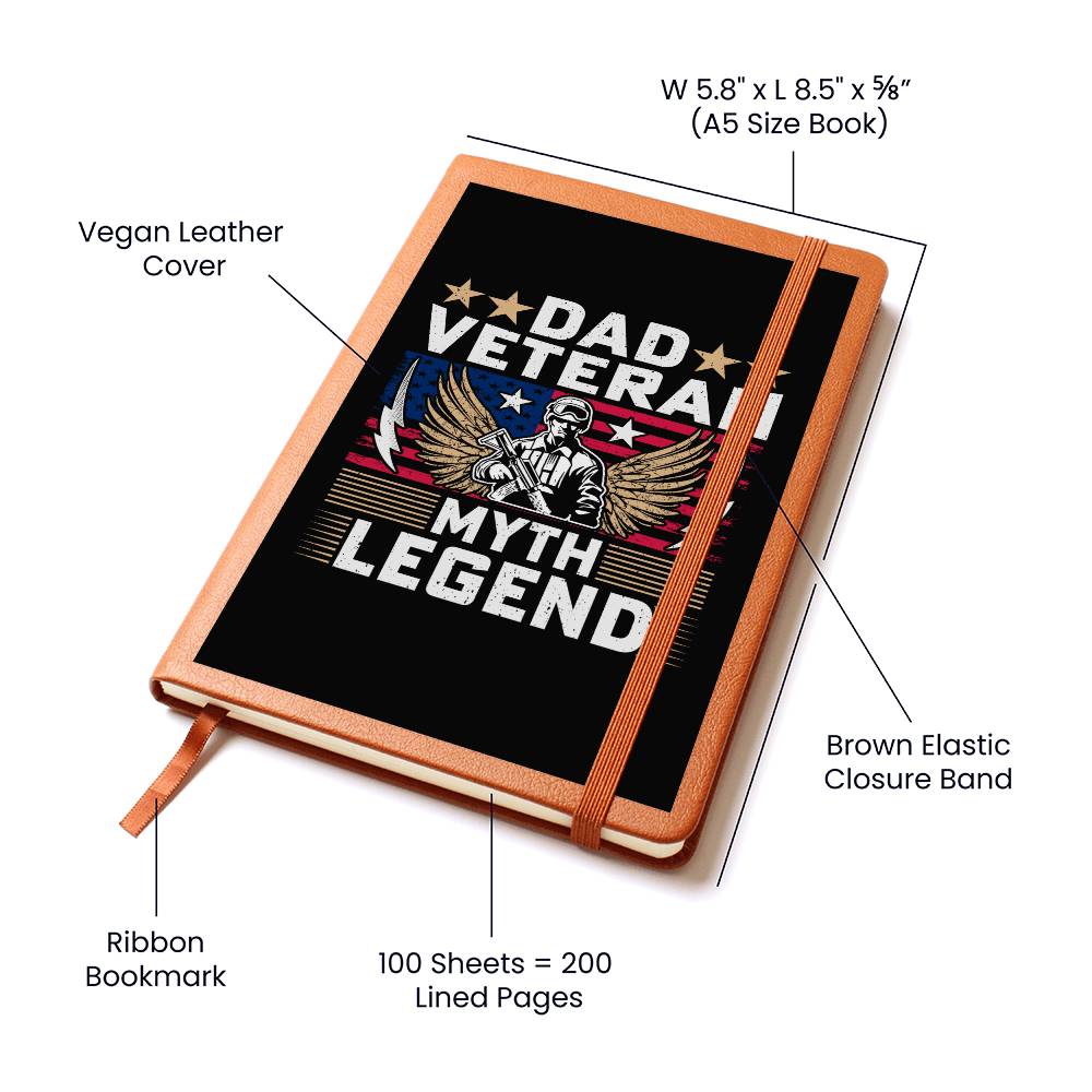 Dad Veteran Myth Legend | Vegan Leather Journal | Gift for Dad