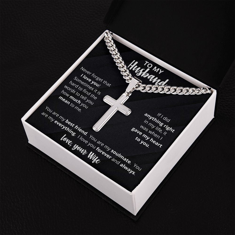 To My Husband | Personalized Stainless Steel Cross Necklace