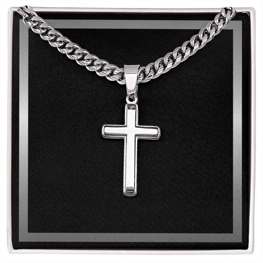 Mens Engraved Cross Necklace