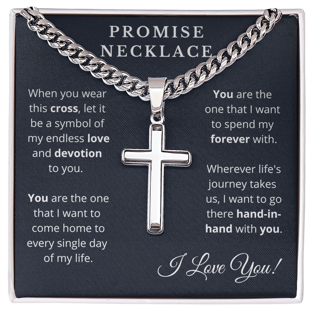 Promise Necklace  Personalized Cross with Cuban Link Style Chain – Cross  The Light