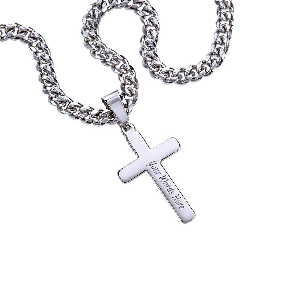 Gift for Son on His Wedding Day, Gift for Son on Wedding Day, To Our Son From Mom and Dad Engraved Cross Necklace, Son Gift
