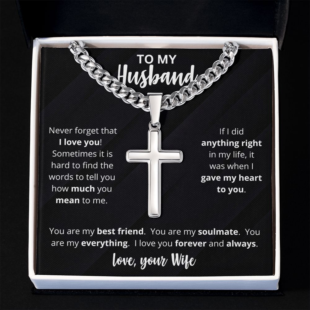 To My Husband | Personalized Stainless Steel Cross Necklace