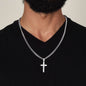 Mens Personalized Cross Necklace on Cuban Link Chain