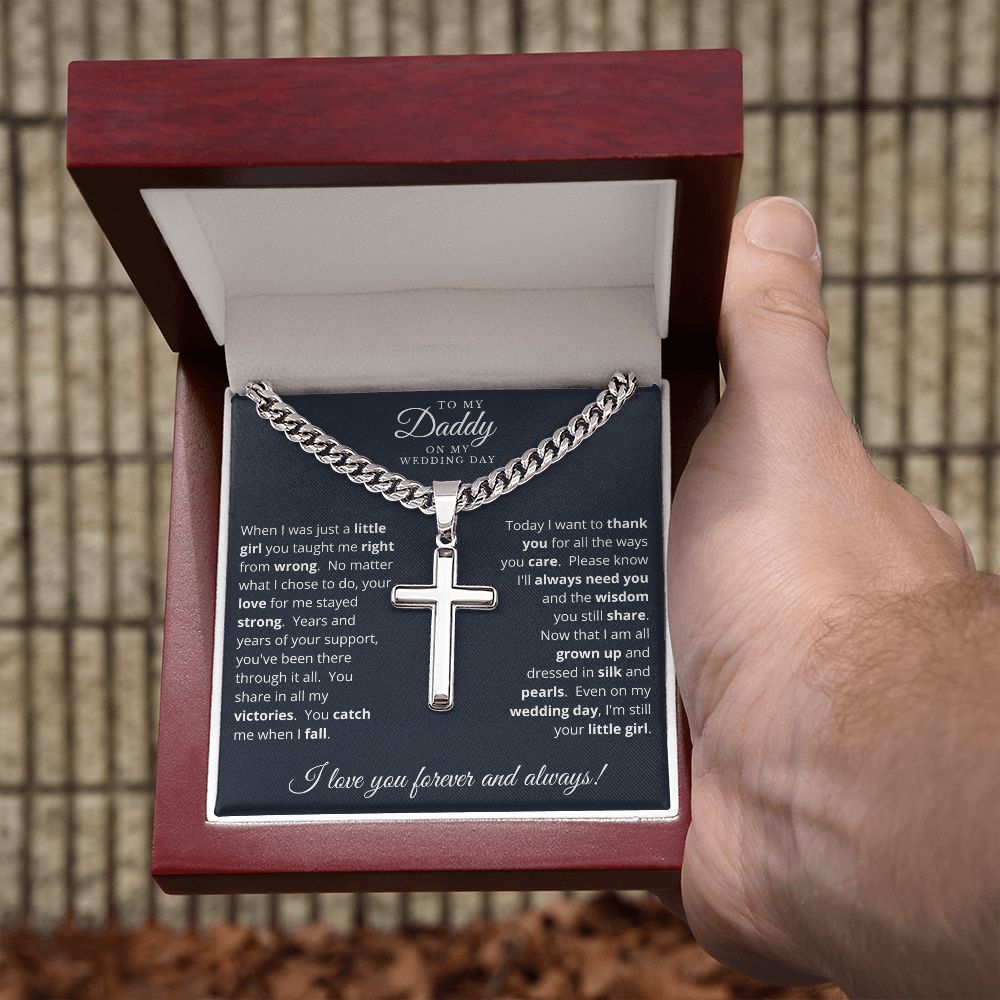 Father of the Bride Gift | Engraved Personalized Cross Necklace